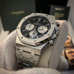 Audemars Piguet Royal Oak Chrono Silver Black Dial White Chrono