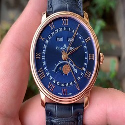 VILLERET 6654 SG COMPLICATED FUNCTION OMF 1:1 BEST EDITION BLUE DIAL ON BLUE LEATHER STRAP A6654 V2