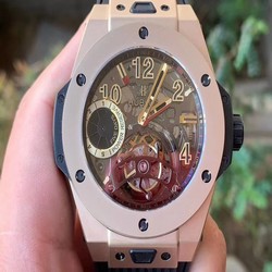 BIG BANG TOURBILLON KING 45MM YG MJF BEST EDITION SKELETON DIAL ON BLACK RUBBER STRAP