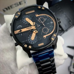 Diesel Full Black Gold Chrono on SS Strap