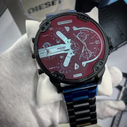 Diesel Full Black White Chrono Glass Chameleon Steel