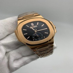 PP Nautilu Black Dial Chrono Solid Steel Gold