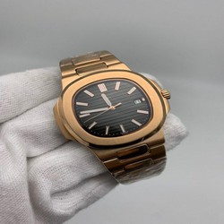 PP Nautilu Black Dial Chrono Solid Steel Gold
