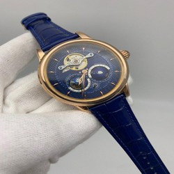 MonBla Classic Chrono World BLue Dial Lither Strap