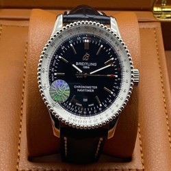 Breitling Navitimer Black High Version on Black Leather Strap