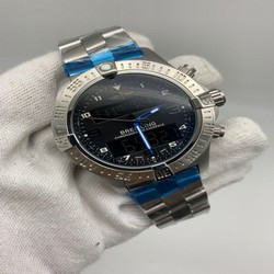 Breitling Silver Black Chrono High Version on SS Strap