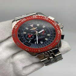 Breitling Navitimer Black Red Chrono High Version on SS Strap