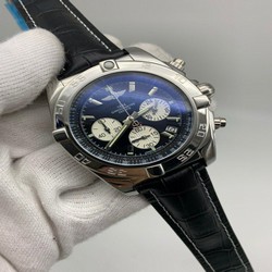 Breitling Blue Black Chrono High Version on Black Rubber Strap