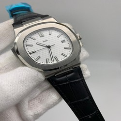 PP Nautilu White Dial Black Lither Strap