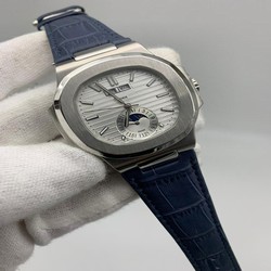 PP Nautilu White Dial Blue Lither Strap