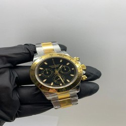 Rolers Datono Dlack Dial Silver Gold Solid Steel Strap