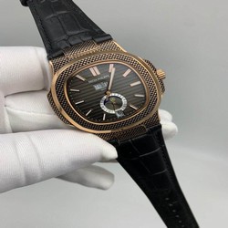 Patek Philippe Nautilus Engraved Black Dial Chrono