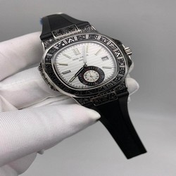 Patek Philippe Nautilus Engraved White Dial Chrono