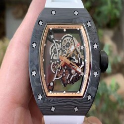 RM055 NTPT KVF Best Edition Skeleton Dial Gold on White Rubber Strap MIYOTA8215 V3