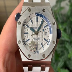 Royal Oak Offshore Diver Solid White Ceramic JF 1:1 Best Edition on White Rubber Strap A3120 V2