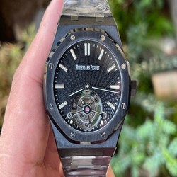 Royal Oak PVD Tourbillon R8F v2 Best Edition Black Sunburst Tapisserie Dial on PVD Bracelet
