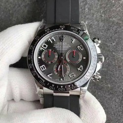 Daytona 116519 SS Gray Dial Numeral Markers on Black Rubber Strap A4130
