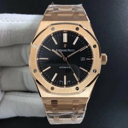 Royal Oak 41mm 15400 YG JF 1:1 Best Edition Black Textured Dial on RG Bracelet A3120 V5