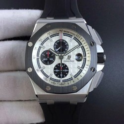 Royal Oak Offshore 44mm SS Updated Black Ceramic Bezel JF 1:1 Best Edition on Rubber Strap A3126 V2 w/ Cyclops and DW Mod