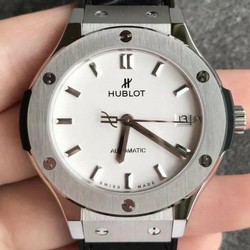Classic Fusion 38mm Titanium JJF 1:1 Best Edition White Dial on Black Gummy Strap A2892 V2