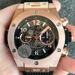 Big Bang Unico 45.5mm SS Ceramic Bezel Skeletonal Dial on Black Rubber Strap HUB1220