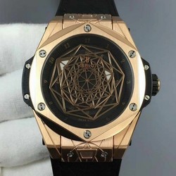 Big Bang Unico Sang Bleu Titanium HBF Skeleton Dial on Black Gummy Strap HUB1213