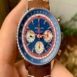 Navitimer B01 Chronograph 43 TWA Editioin SS OXF Blue Dial on SS Mesh Bracelet A7750