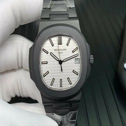 Nautilus 5711 PVD All Black PPF 1:1 Best Edition White Textured Dial on PVD Bracelet 324CS V4