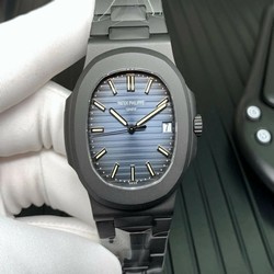Nautilus 5711 PVD All Black PPF 1:1 Best Edition Blue Textured Dial on PVD Bracelet 324CS V4