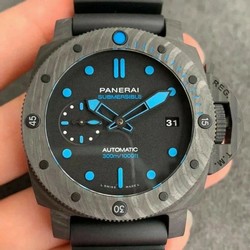 PAM960 Carbotech 42mm VSF Best Edition Black Dial Blue Markers on Rubber Strap P.9010 Clone