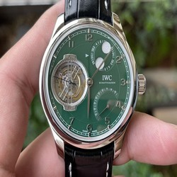 Portugieser Constant-Force Tourbillon IW5901 SS BBR Best Edition Green Dial on Leather Strap
