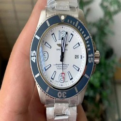Superocean Automatic 44 TF 1:1 Best Edition White Dial Blue Bezel on SS Bracelet A2824