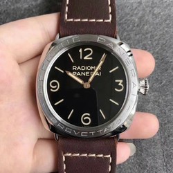 PAM685 Acciaio Brevettato ZF 1:1 Best Edition Black Dial on Brown Leather Strap P.3000 Super Clone