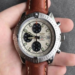 Colt Chronograph 44mm PVD WhiteTextured Dial on Leather Strap A7750