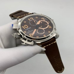 U Boat Silver Case Brown Dial on Brown Leaher Strap