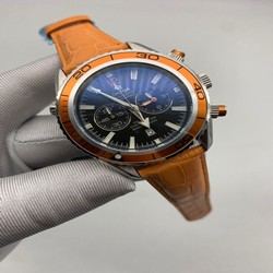 Omega Seamaster Chrono Orange Bezel on Orange Leather Strap