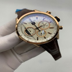 Tag Heuer White Dial Chrono on Black Leather Strap