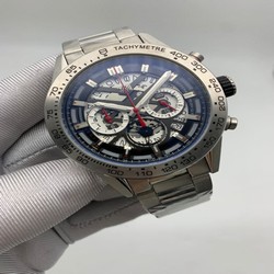 Tag Heuer Full Black Dial Chrono on SS Strap