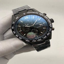 Tag Heuer Full Black Dial Chrono on SS Strap