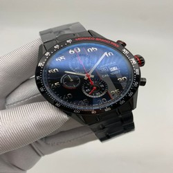 Tag Heuer Full Black Dial Chrono on SS Strap