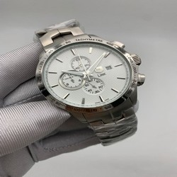 Tag Heuer White Dial Chrono on SS Strap