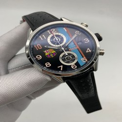 Tag Heuer Messi Carrera Black Dial on Black Leather Strap