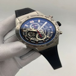 Tag Heuer Silver Case Skeleton on Black Rubber Strap