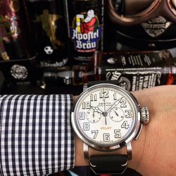 Zenith Pilot Silver Case White Dial