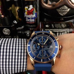 Breitling Superocean Blue Dial on Blue Rubber Strap