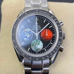 Speedmaster From Moon to Mars 1:1 Best Edition Black Dial on SS Bracelet Manual Winding Chrono Movement