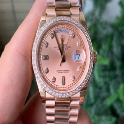 Rolex DayDate 36mm Flt Pres 904L RG/RG RG/Dia 1:1 Best Edition Version