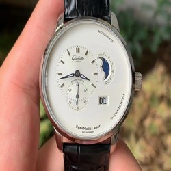 PanoMaticLunar SS TZF White Dial on Black Leather Strap A23J 1:1 Best Edition Version