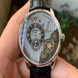 PanoInverse 42mm SS TZF Best Edition Black Dial on Black Leather Strap A23J